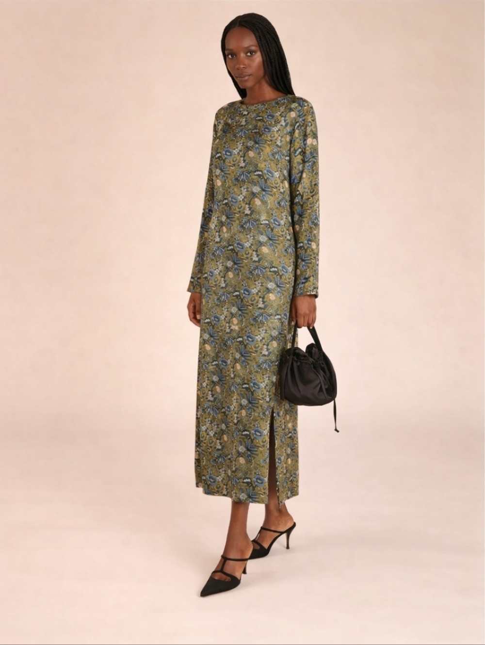 Rose Room New York NWTs 100% Silk Printed Tie-Back Maxi Dress